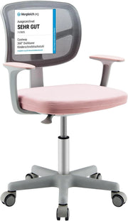 Sedia per Scrivania per Bambini, Sedia per Computer con Altezza Regolabile, Ruote, Sedile Girevole a Rete, Mobile Ergonomica per Bambini 3-10 Anni 3-10 Anni (Rosa)