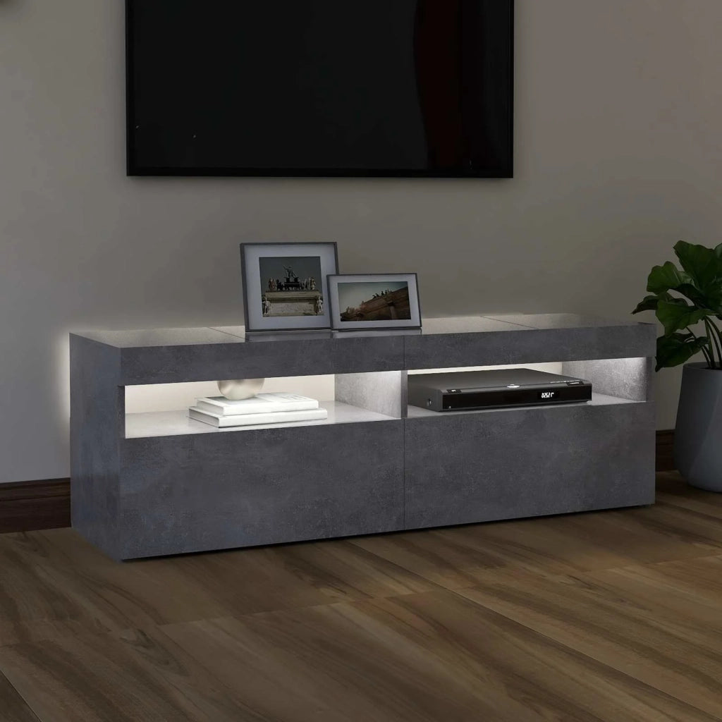 Mobile Porta TV con Luci LED Grigio Cemento 120x35x40 cm 804377