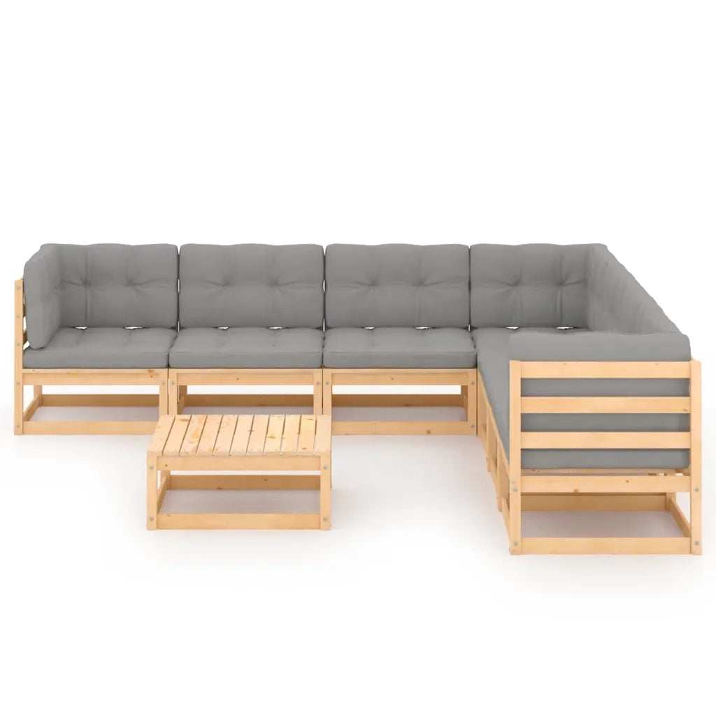 Set Salotto Giardino 8 pz Cuscini Antracite Legno Massello Pino 3076879