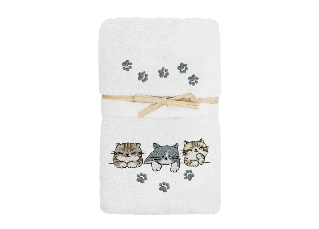 Set Asciugamano Copiola Salvietta Bagno In Spugna 100% Cotone Tre Mici - Copiola - Bianco