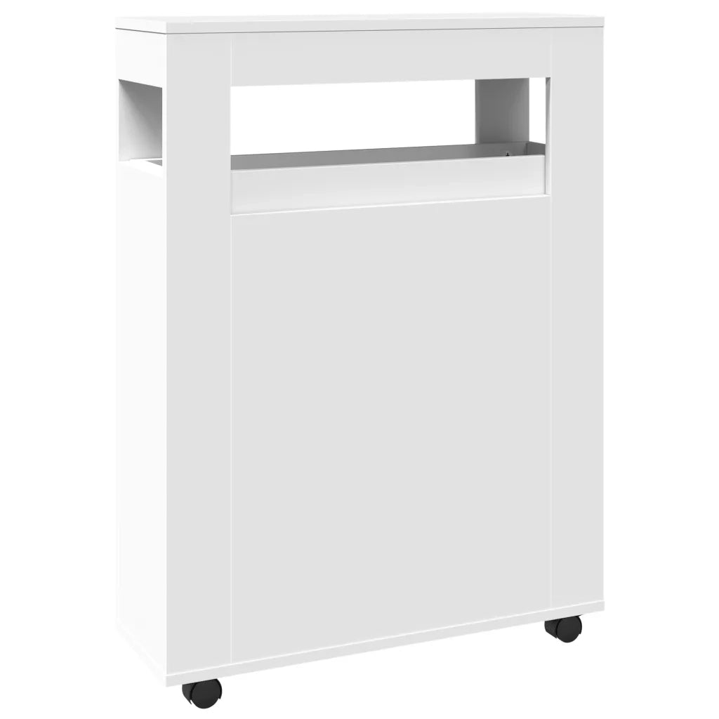 vidaXL Mobile da Bagno Stretto con Ruote Bianco in Truciolato