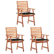 Sedie da Pranzo da Esterni con Cuscini 3 pz Massello di Acacia cod mxl 8117
