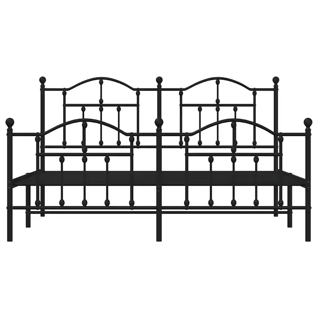 Giroletto con Testiera e Pediera Metallo Nero 183x213 cm 353462