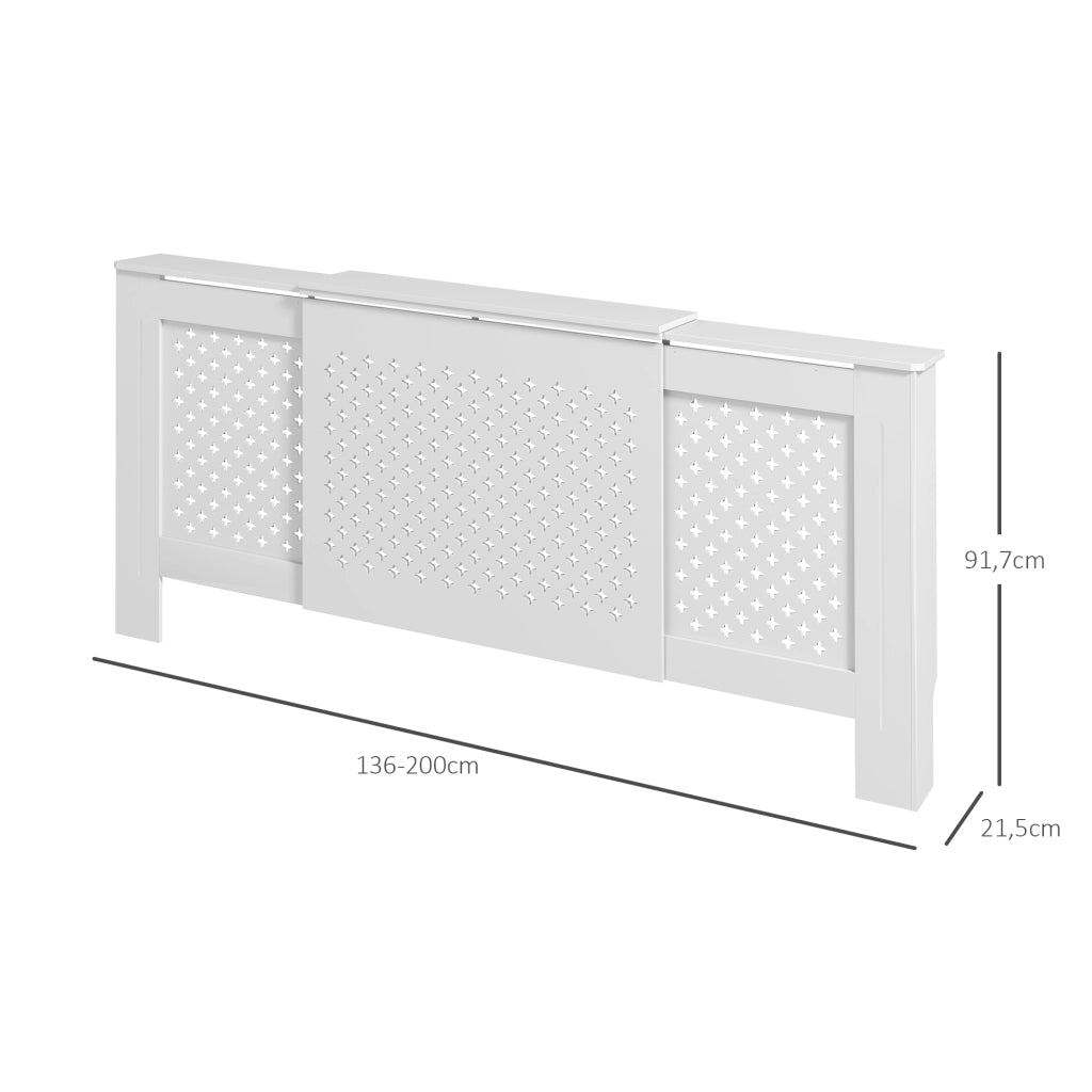 Mobile copririscaldatore regolabile ¨C zephmum ¨C bianco 136-200x21.5x91.7 cm