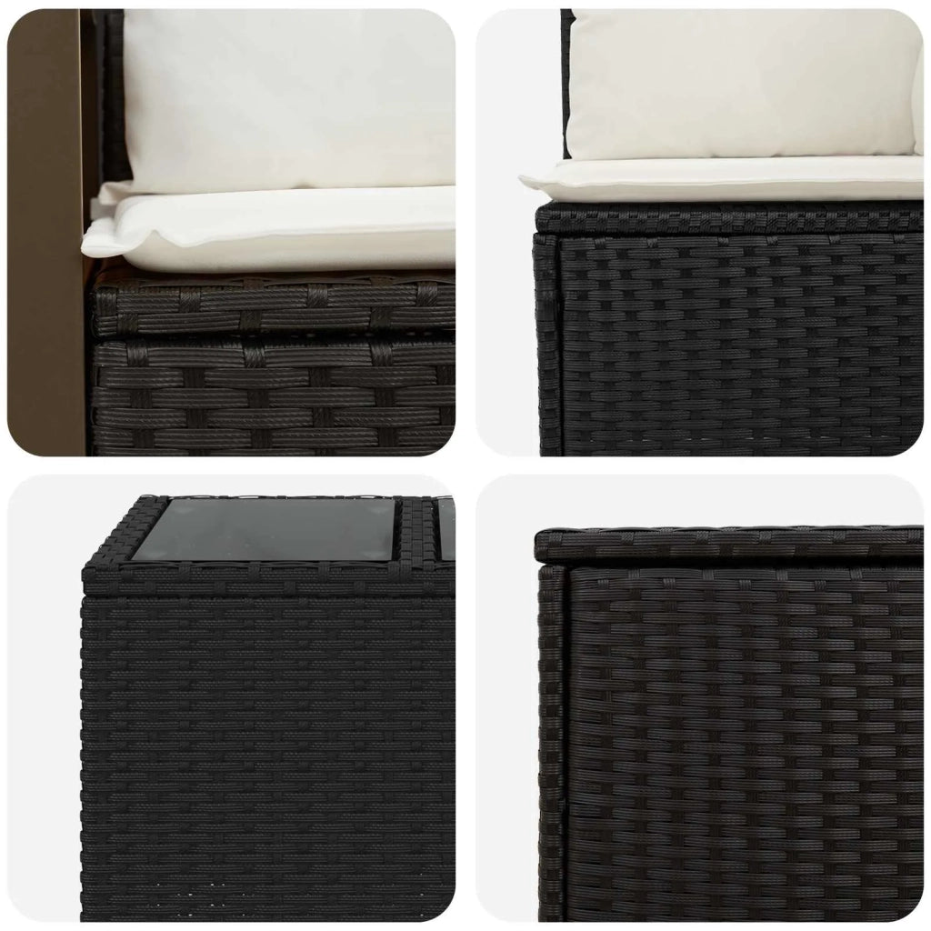 Set di divani 6 pz Nero e Bianco Crema 3447704