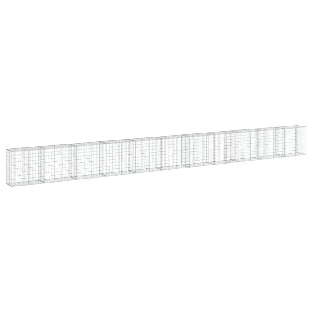 Gabbione recinto a gabbia muro di contenimento con coperchio 1100 x 50 x 100 cm ferro zincato argento 02_0040125