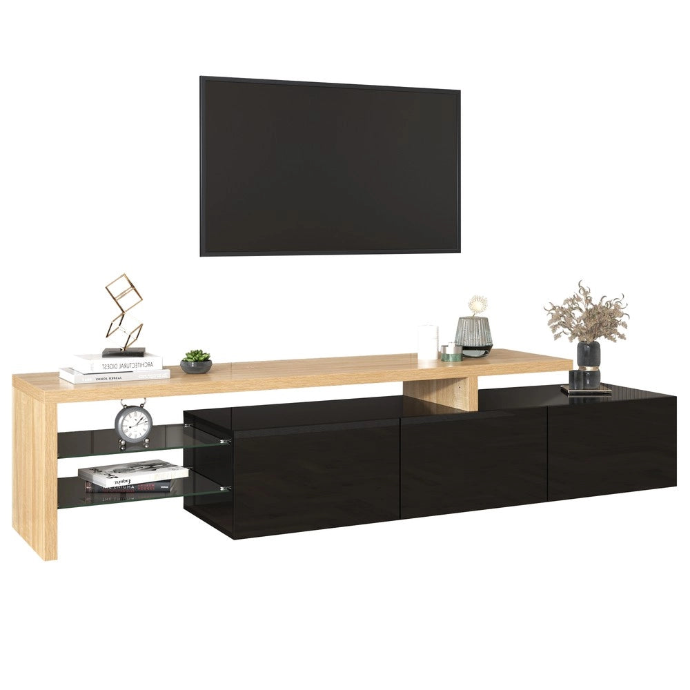Mobile TV Design con LED ¨C Xylo ¨C Nero Lucido, Legno, Vetro