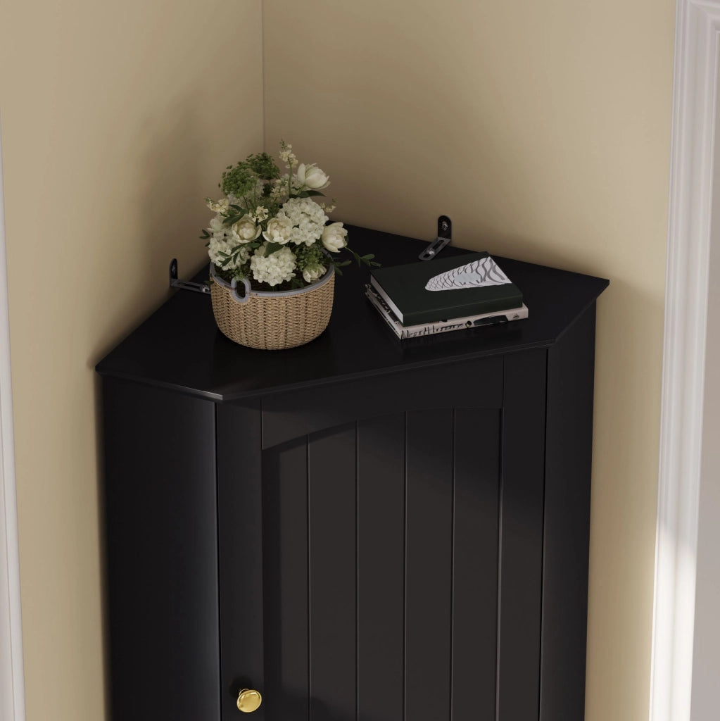 Armadio angolare con 2 ante e ripiani regolabili; 42 x 42 x 166 cm; in MDF nero