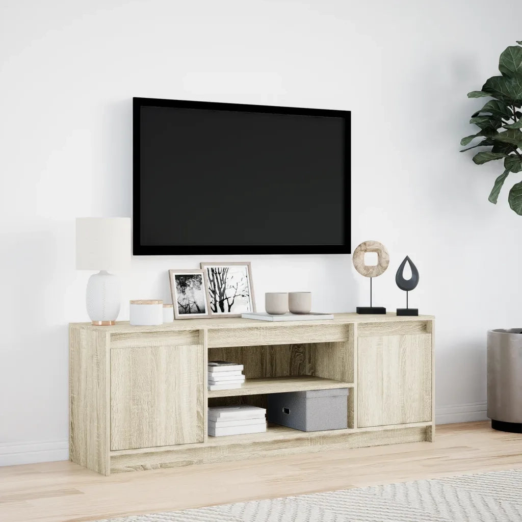 Mobile Porta TV con LED Rovere Sonoma 139,5x34x50 cm Truciolato 852196