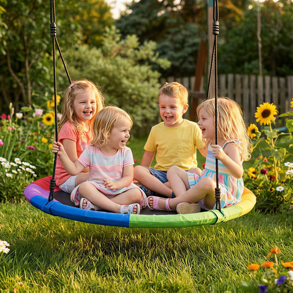 Altalena Nido per Bambini ?120 cm ¨C Xylo ¨C Altezza Regolabile Carico 300 kg Multicolore