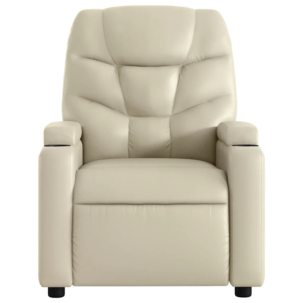 Poltrona Massaggiante Elettrica Reclinabile Crema Similpelle 3204652
