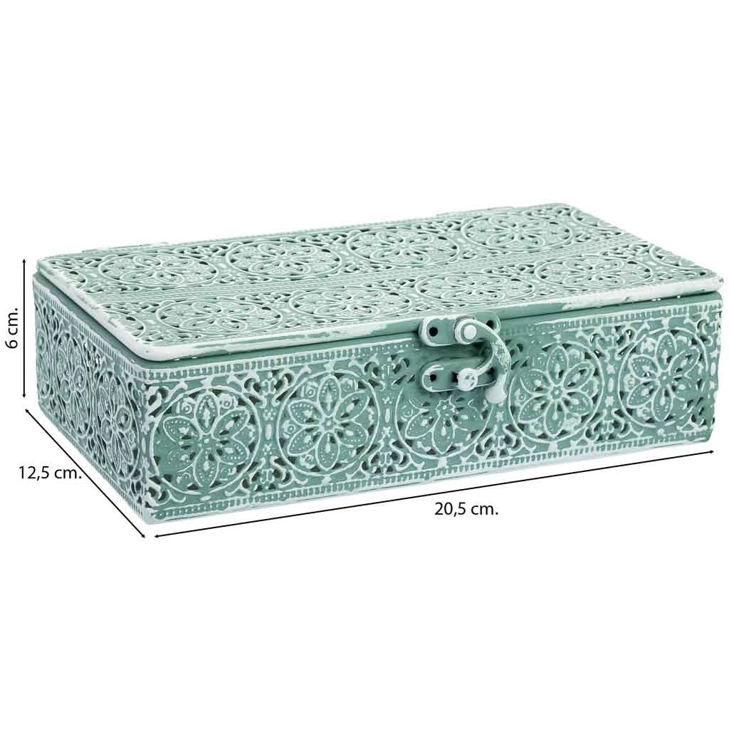Scatola in metallo verde 20.5x12.5x6h cmh cm