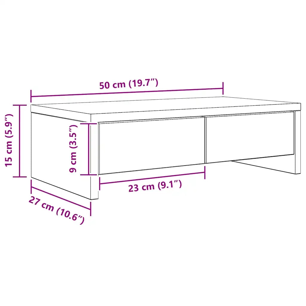 Supporto Monitor con Cassetti Rovere 50x27x15 cm in Truciolato 854669
