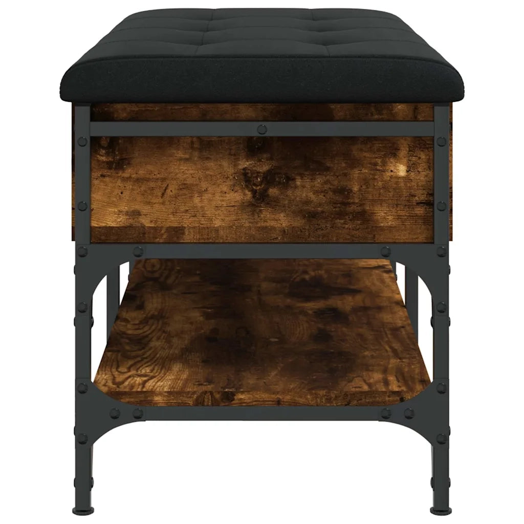 Panca Porta Scarpe-Sgabello-Panca Scarpiera Rovere Fumo 82x42x45 cm in Legno Multistrato