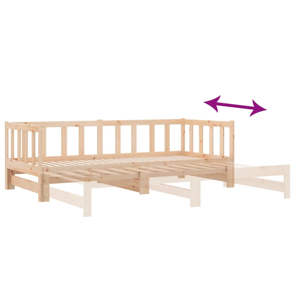 Divano Letto con Letto Estraibile 90x200cm Legno Massello Pino 836156
