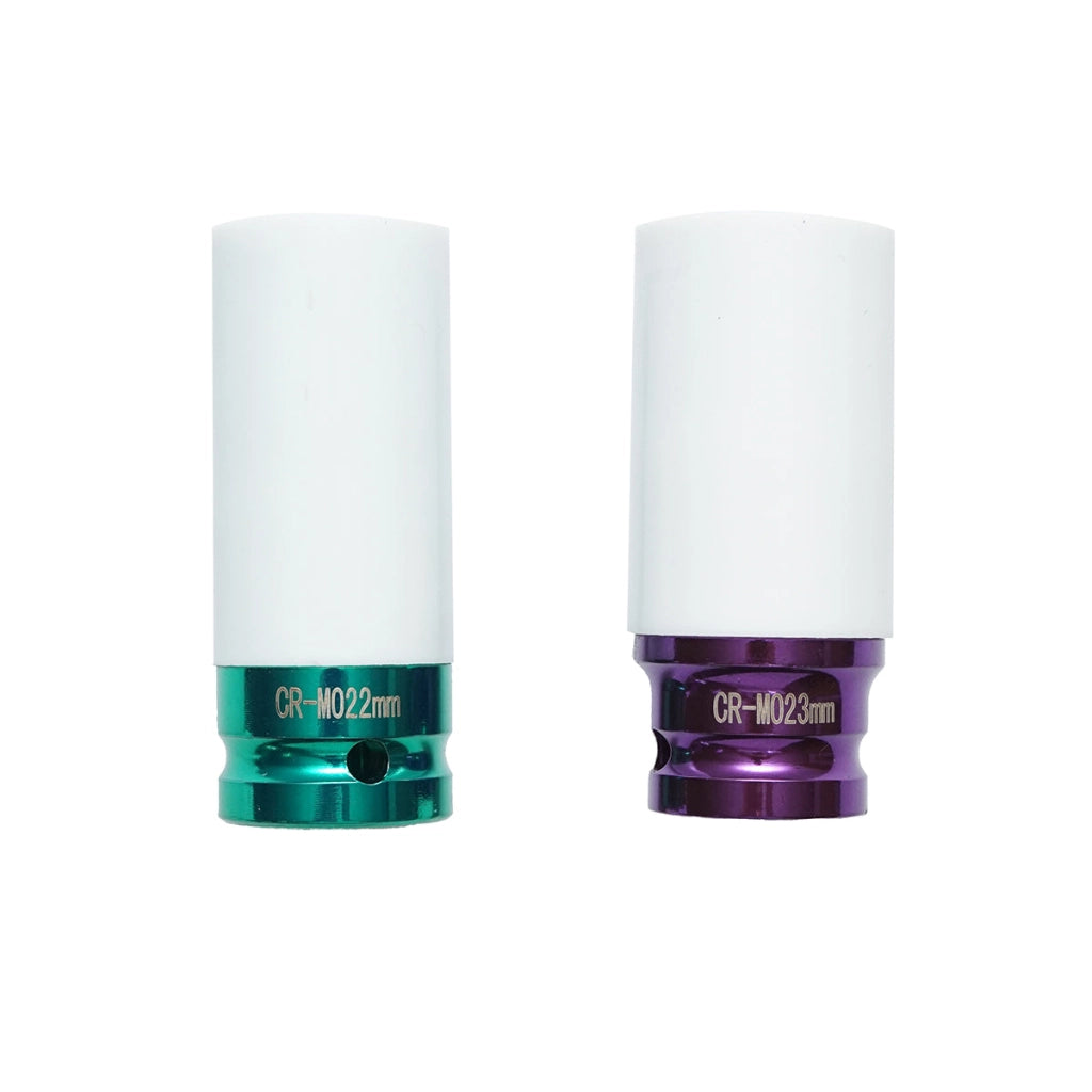 Set di 2 chiavi tubolari per dadi ruota 1/2 di impatto con protezione, 22 mm e 23 mm, Breckner Germany