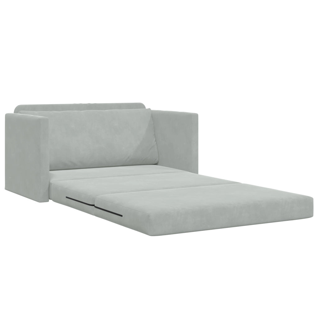 Divano Letto a Terra 2-in-1 Grigio Chiaro 124x204x61 cm Velvet