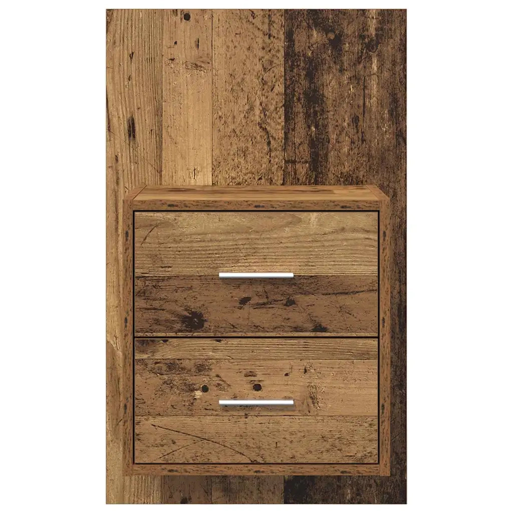 Set di 2 Mobiletto da Comodino | Armadio da Notte | Mobiletto da notte a parete con cassetto Legno vecchio