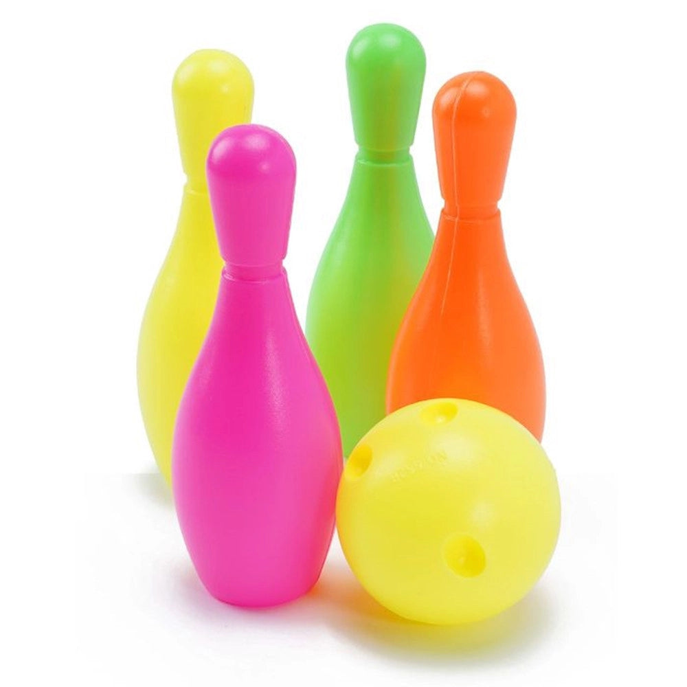 Trade Shop - Set 5pz Da Bowling Birilli Con Pallina In Plastica Colorati 2x13cm Per Bambini 258235 -