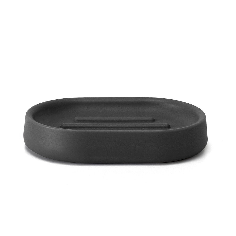 Porta sapone bagno grigio design tondo in plastica Pop