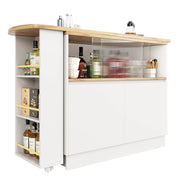 Credenza rotante 360¡ã - Zephmum- 90x45x100 cm- Multifunzionale con ripiani e vetro