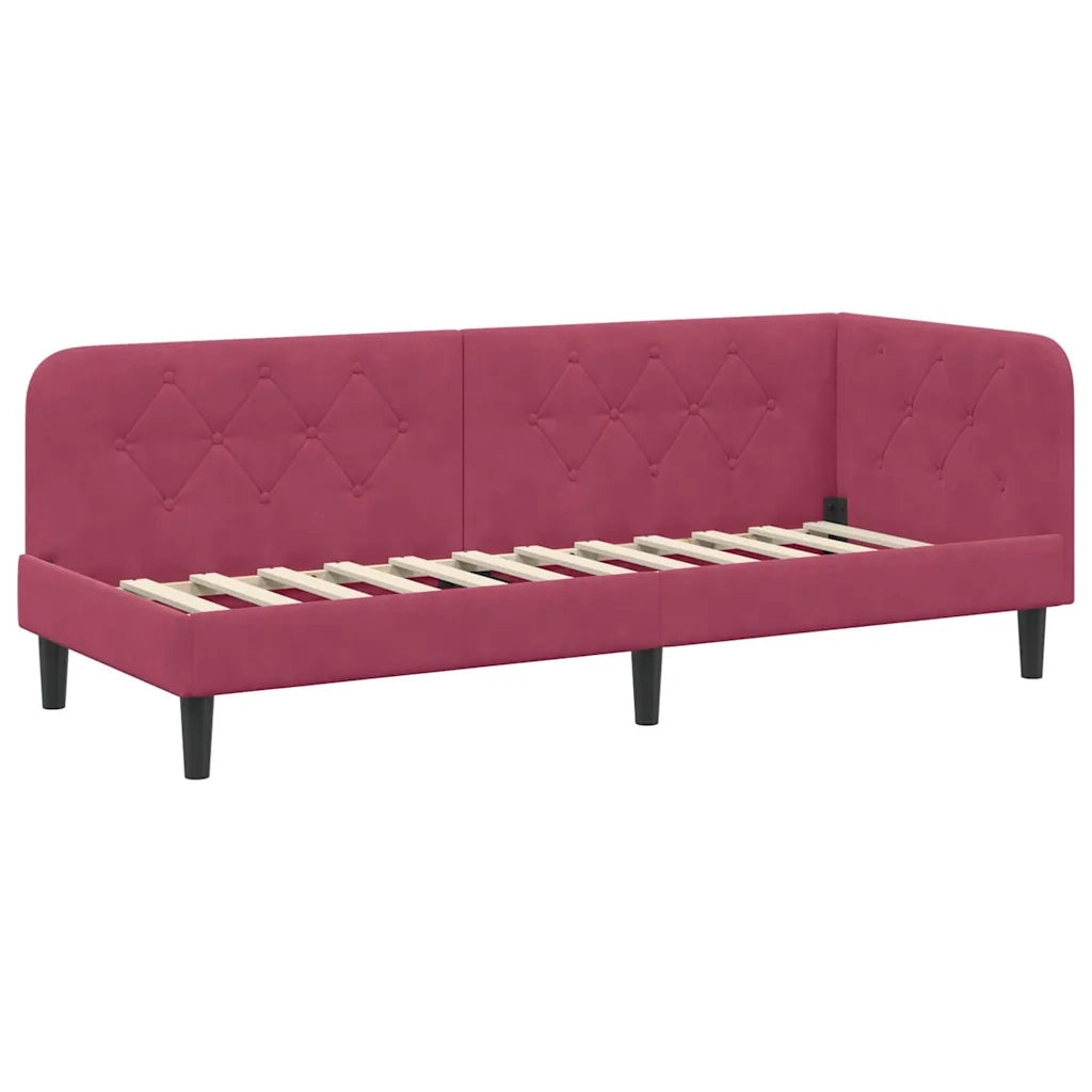 Cornice del letto ad angolo Rosso Vino 80 x 200 cm Velluto 42016590