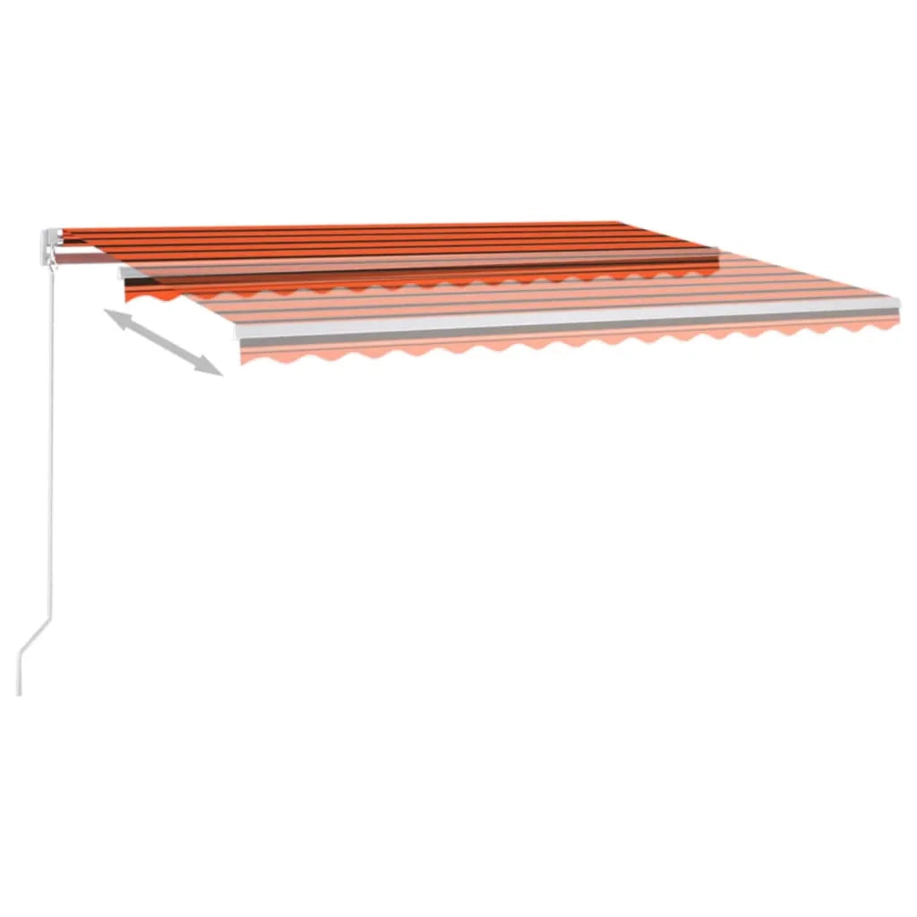 Tenda da Sole Retrattile Manuale LED 450x300 cm Arancio Marrone cod mxl 43729