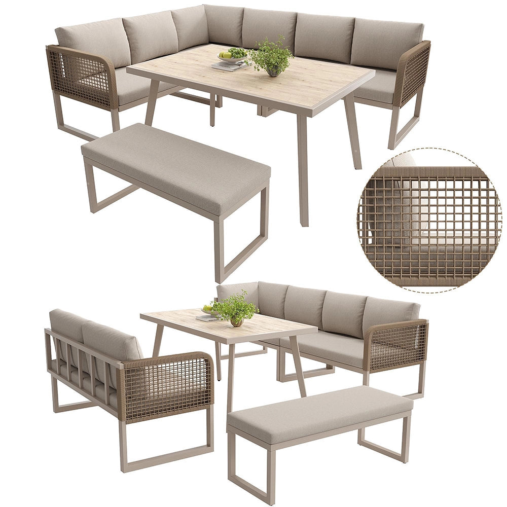 Set da giardino in rattan PE - Xylo - Per 6/8 persone resistente alle intemp¨¦rie beige