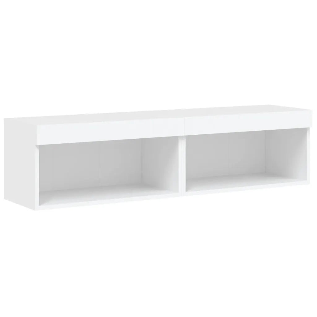 Mobili TV con Luci LED 2pz-Set di 2 Credenza per TV Bianchi 60x30x30 cm
