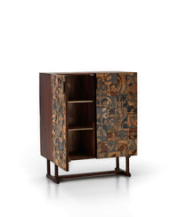 Madia 6 Ante 100x45x120 cm in Legno di Mango Nidra Marrone