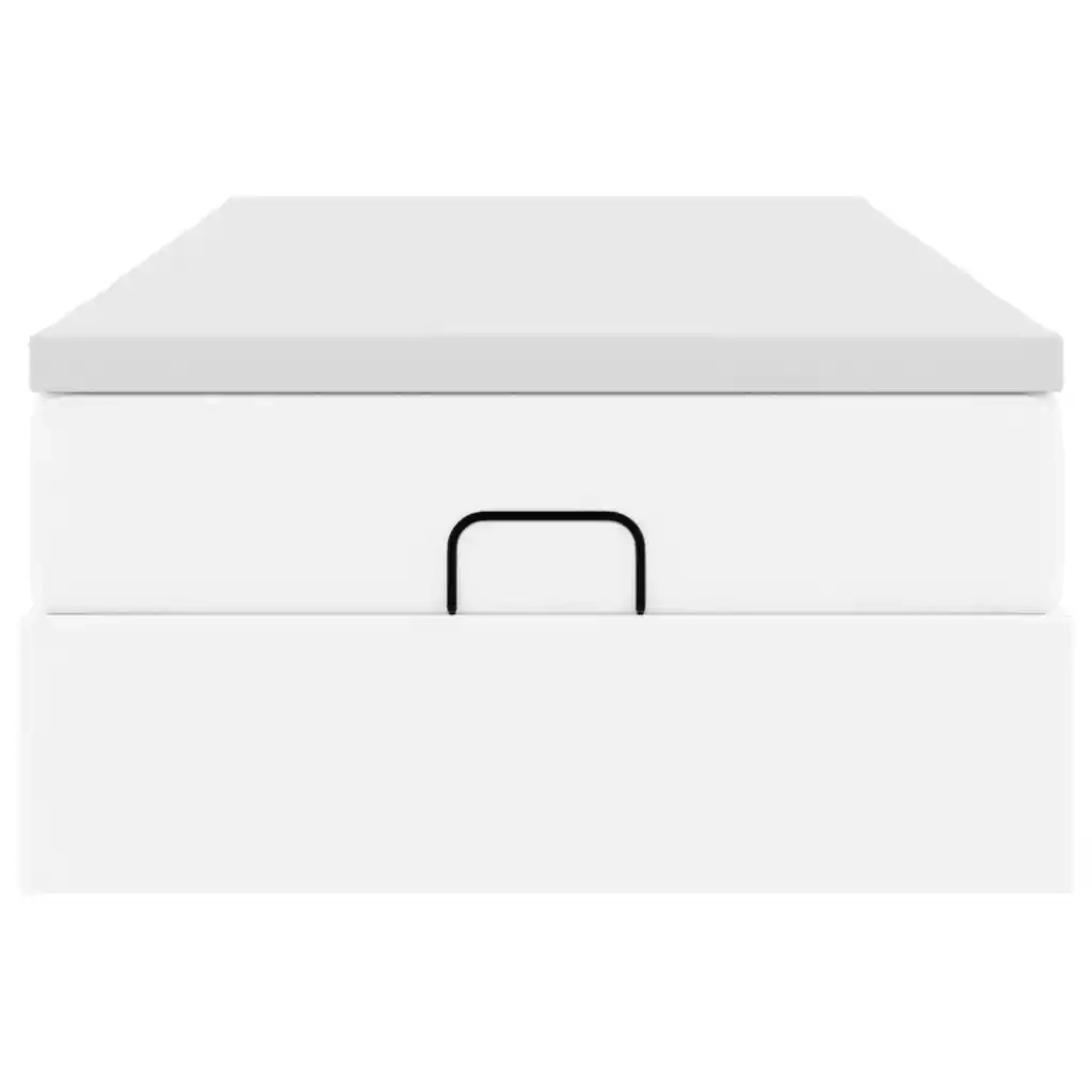 vidaXL Struttura Letto Pouf con Materasso Bianco 100x200 cm Similpelle