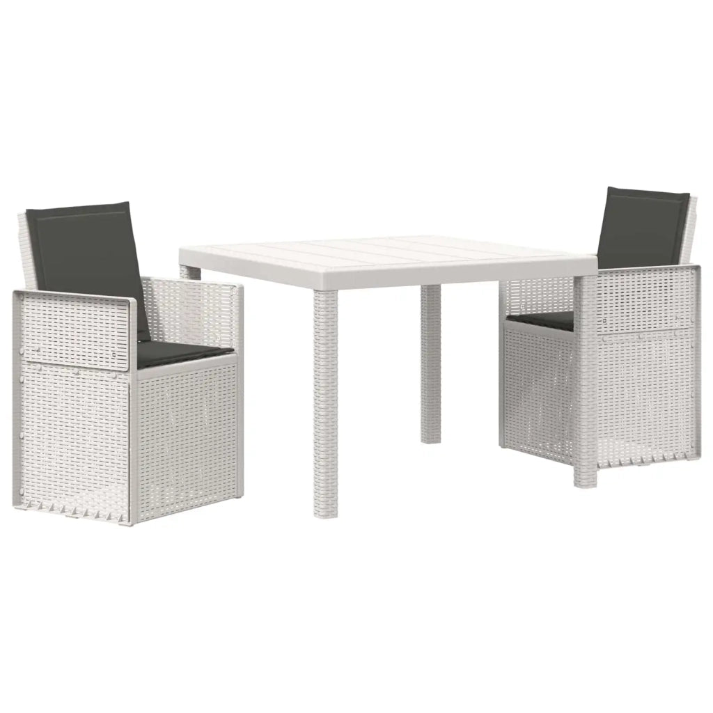 Set da Pranzo per Giardino 3 pcs Bianco e Antracite PP 3430048