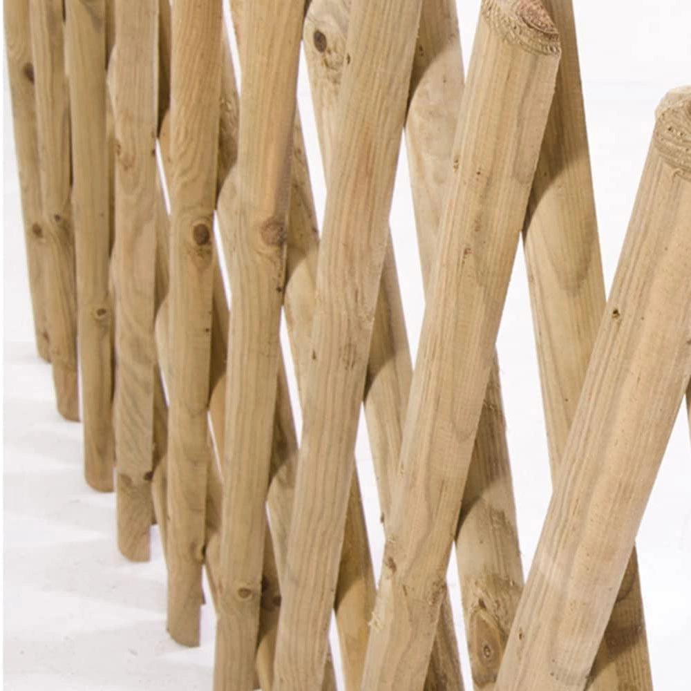 Recinzione Estensibile in Legno con Pali Intrecciati Staccionata Giardino