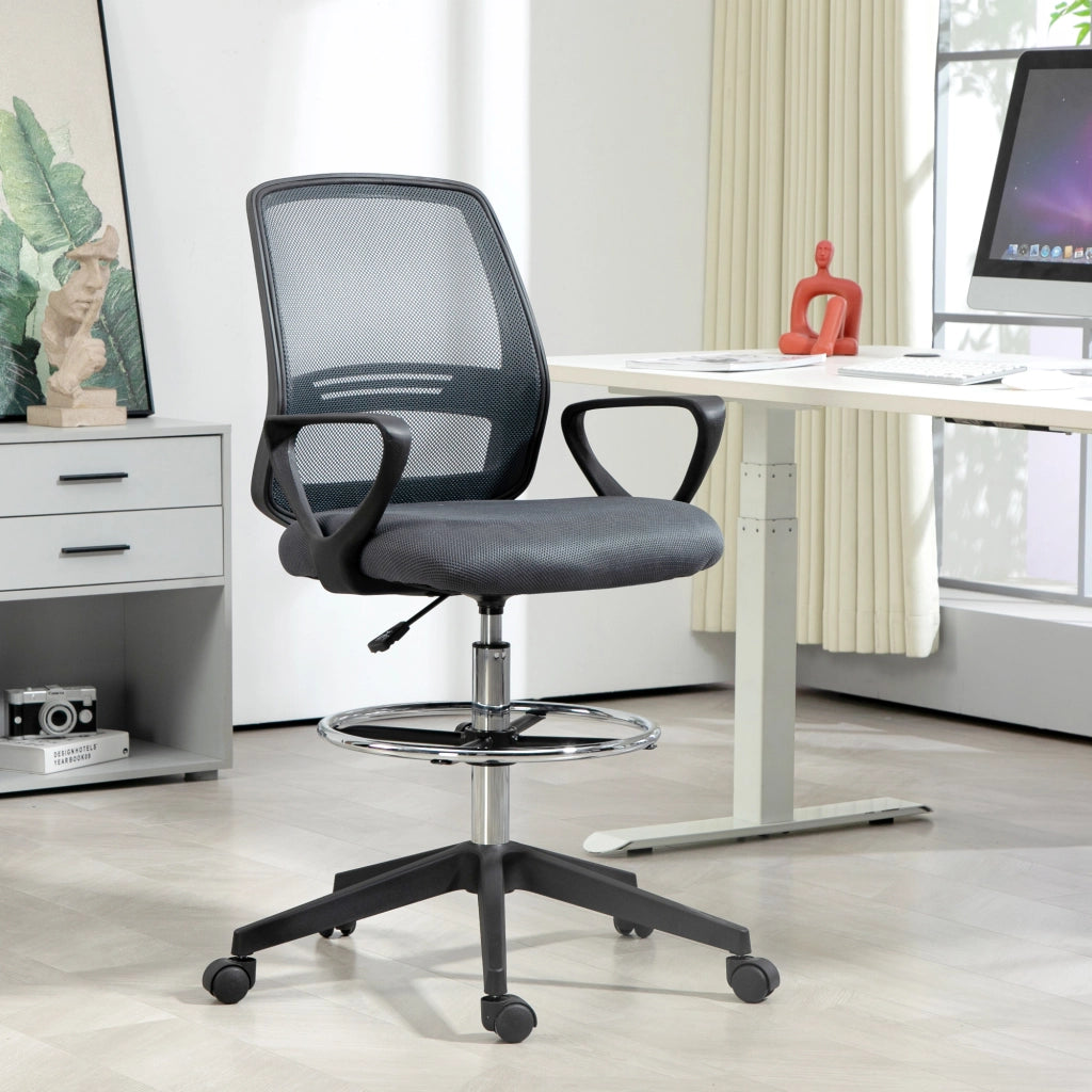Sedia da ufficio ergonomica con braccioli e poggiapiedi regolabile ¨C zephmum ¨C Grigio