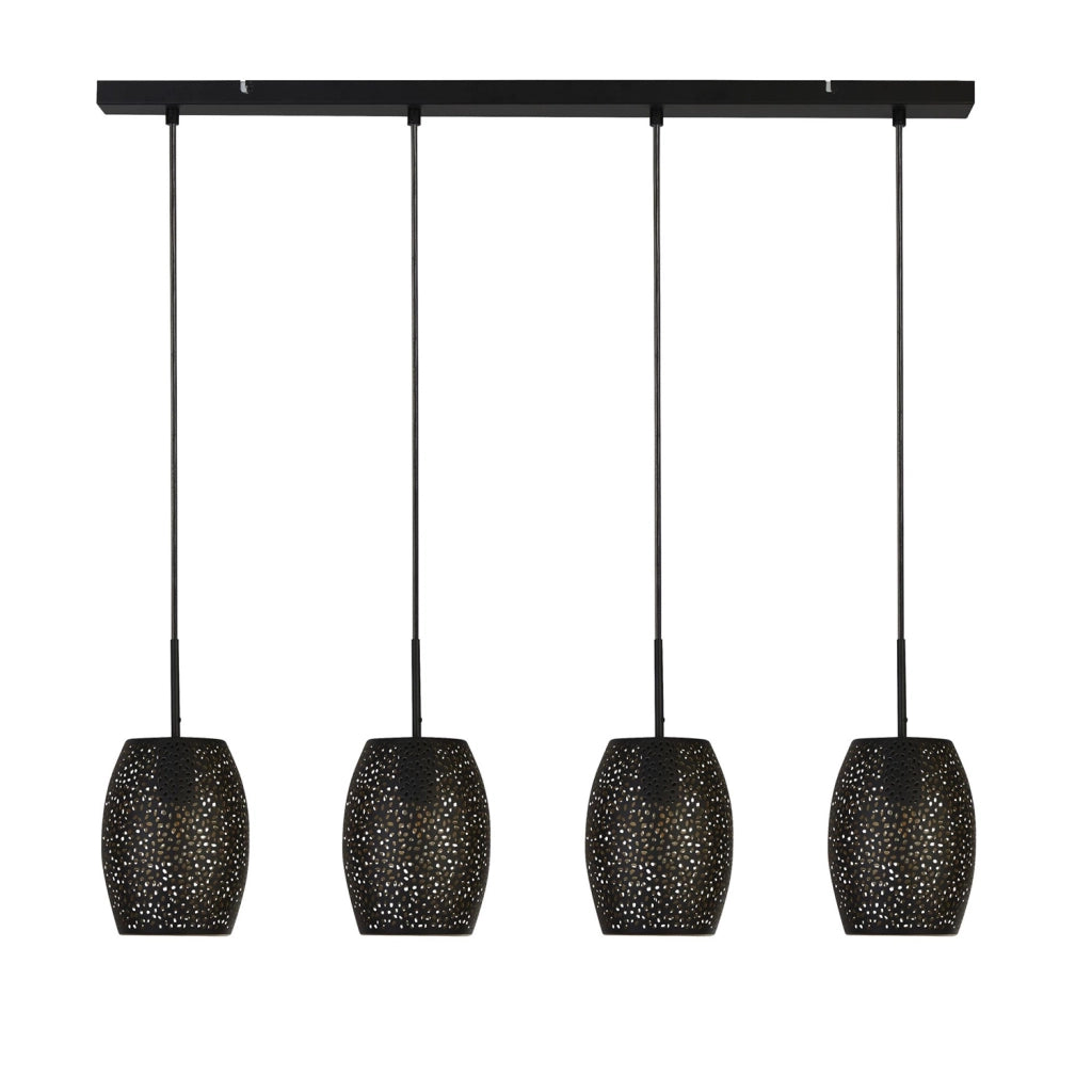 Lampadario Contemporaneo Laser Acciaio Nero Oro 4 Luci E27