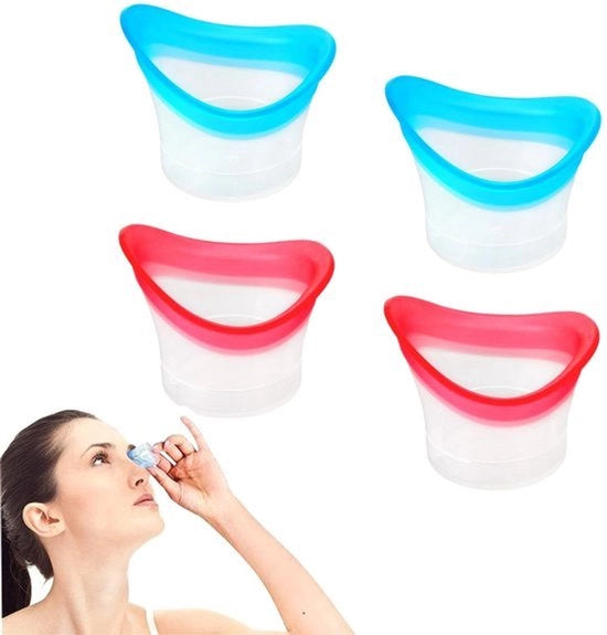 Set da 4 pezzi - Kit di cura per gli occhi - Oogspoelbeker in silicone - Per il lavaggio degli occhi, Strumento di cura per gli occhi portatile - Oogreiniger (rosa e blu)