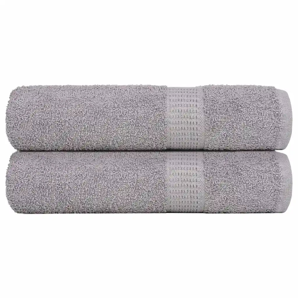 Asciugamani Doccia 2 pz Grigio 70x140 cm 360 g/mÂ² 100% Cotone