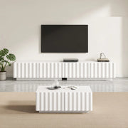 Cassettiera TV bianca in MDF e truciolare lunga 200 cm
