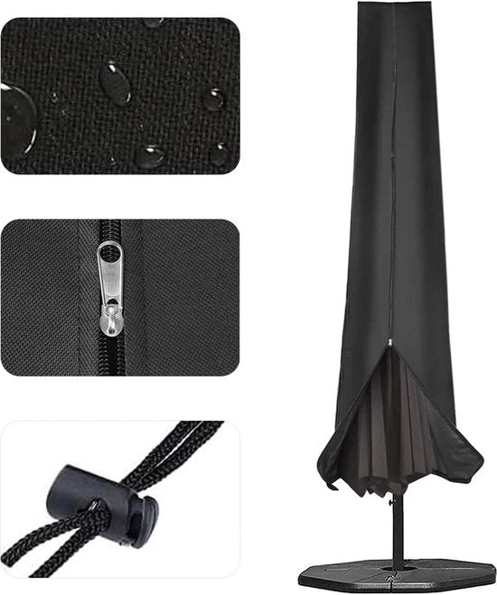 Copertura protettiva per ombrelli da giardino - adatto per ombrelli da 25 a 4 m di diametro - impermeabile - con chiusura a cerniera robusta - 190 x 25 x 50 cm - corda di tiraggio regolabile