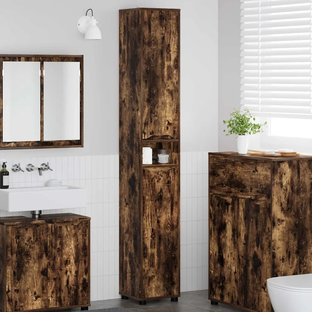 Mobile da Bagno con lo scaffale Rovere fumé 30,5 x 30 x 195 cm