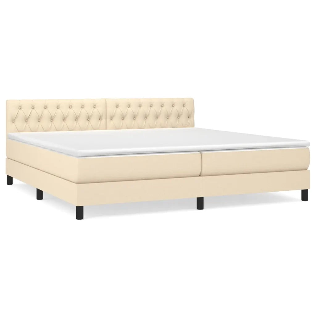 Giroletto a Molle con Materasso Crema 200x200 cm in Tessuto 3140326