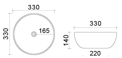 Lavabo bacinella d'appoggio tondo D33 cm in ceramica Bianco