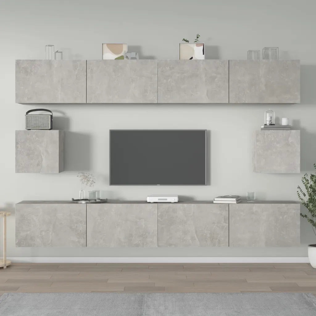 Set di Mobili Porta TV 6 pz Grigio Cemento in Legno Multistrato 3114369
