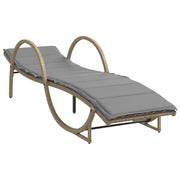 Lettino Prendisole | Sdraio da giardino | Lettino da sole con Cuscini Beige 60x199x42 cm Polyrattan