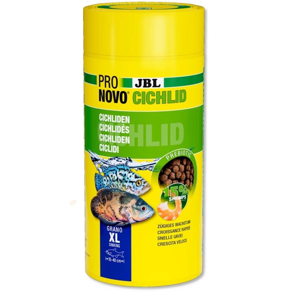 JBL ProNovo Cichlid Grano XL 1000ml - Mangime base in granuli per Ciclidi da 15 a 25cm
