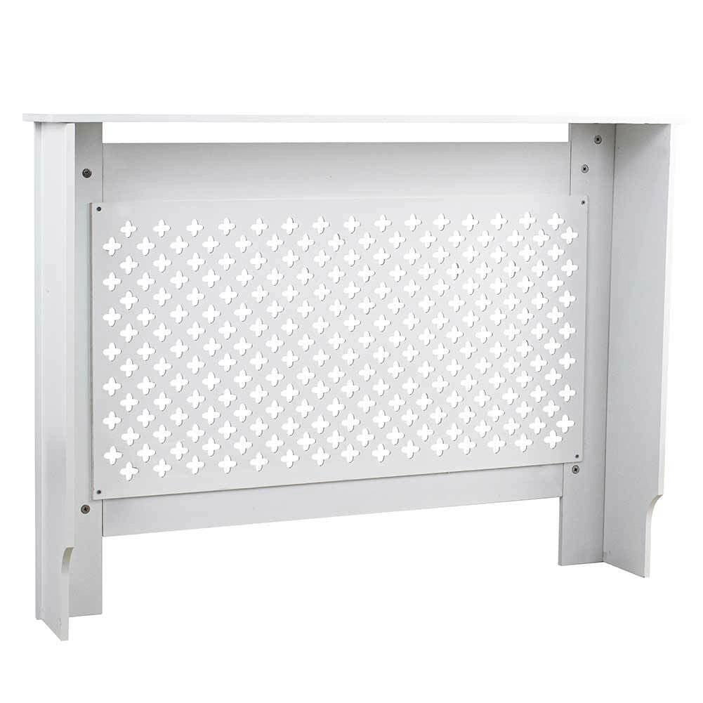 Copritermosifone in Legno MDF 112x19x82cm Copertura Radiatore Calorifero Bianco