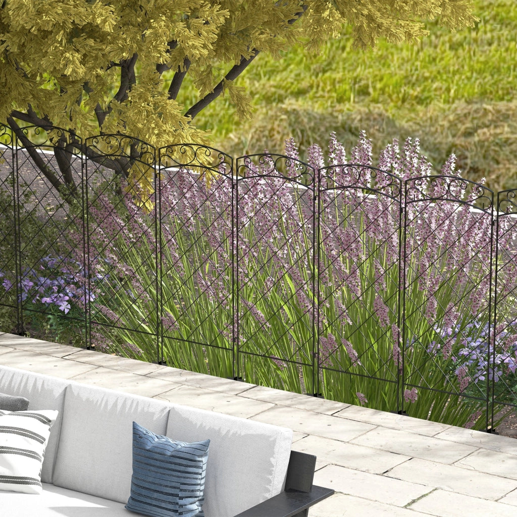 Recinzione giardino decorativa ¨C zephmum ¨C 7 pezzi metallo 344x110 cm nero