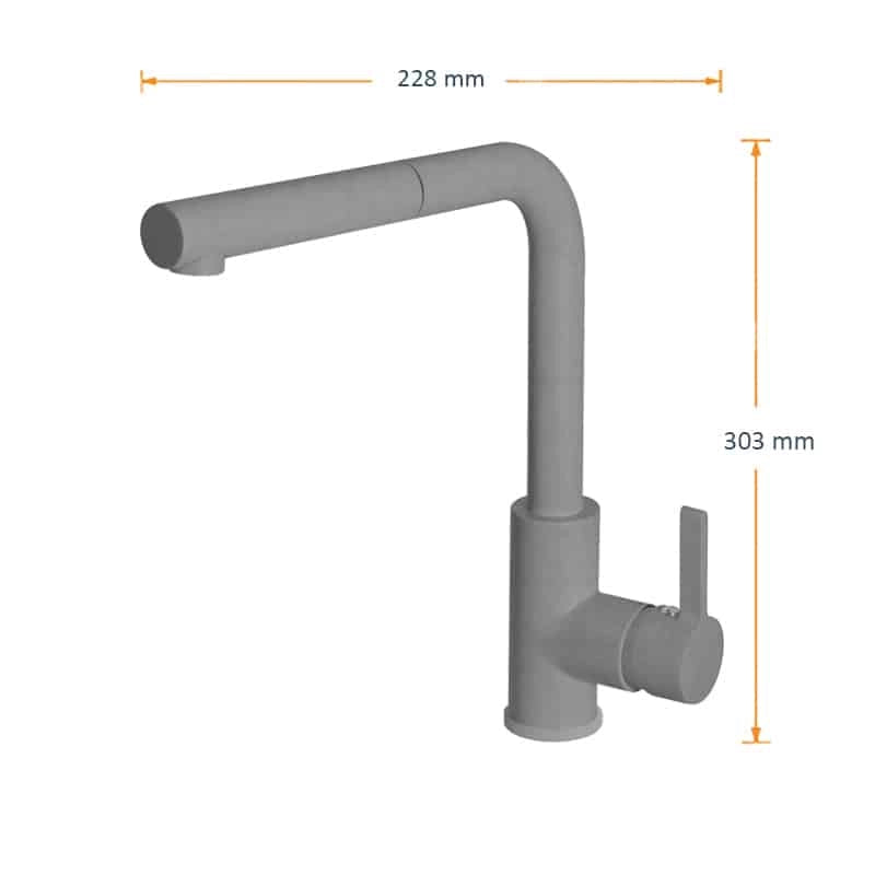 Rubinetto Miscelatore Cucina Quareco monocomando doccetta estraibile Grigio QMHC02GR