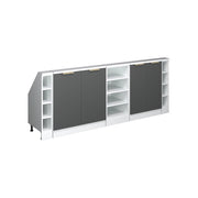 Mobile cucina sottotetto R-Line Antracite-oro/Bianco 210 cm Set di 5 Vicco