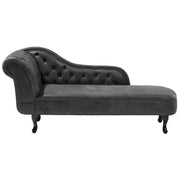Chaise longue grigia con bottoni in finta pelle scamosciata moderna